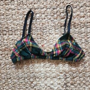 Plaid Bralette in Multicolor Flannel Small